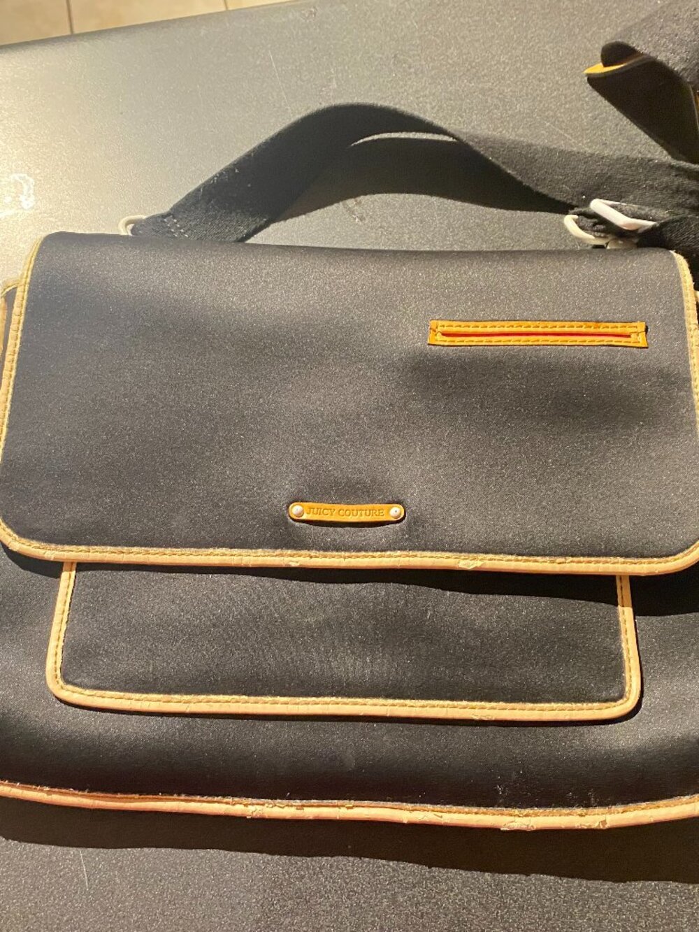 Juicy Couture Black Neoprene Messenger Laptop Bag